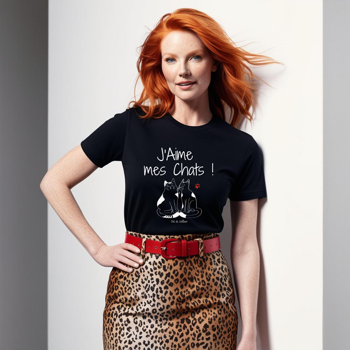 Tee-shirt Femme "J'aime mes chats" Toi & Miaw