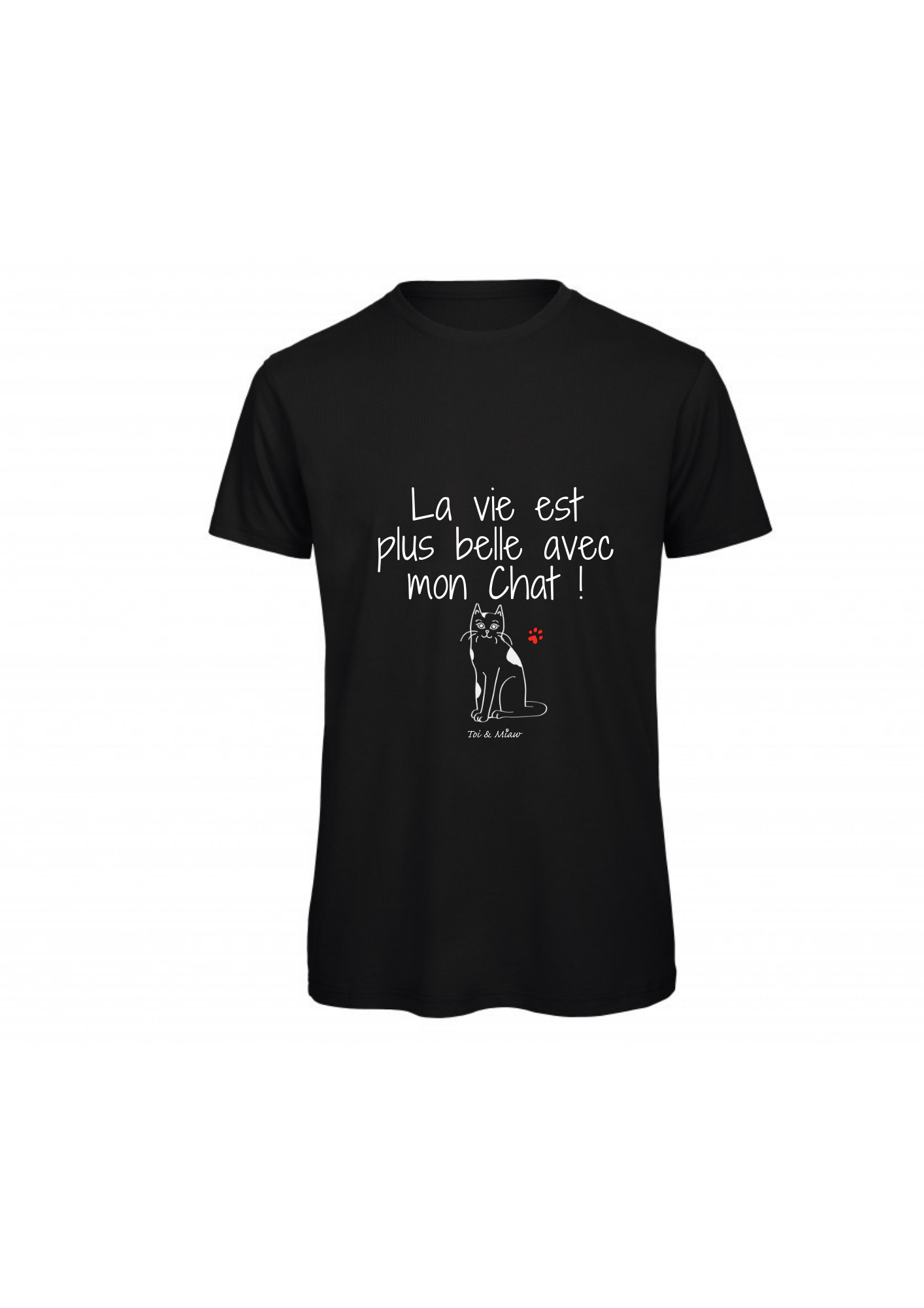 T-shirt Homme "La vie est plus belle avec mon chat" Toi & Miaw