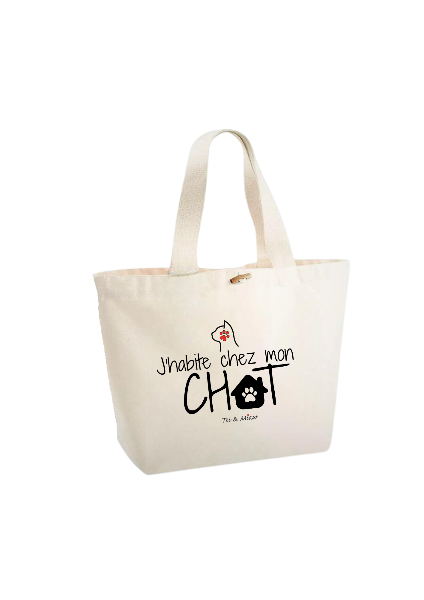 Sac Cabas "J'habite chez mon chat" Toi & Miaw