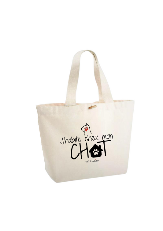 Sac Cabas "J'habite chez mon chat" Toi & Miaw