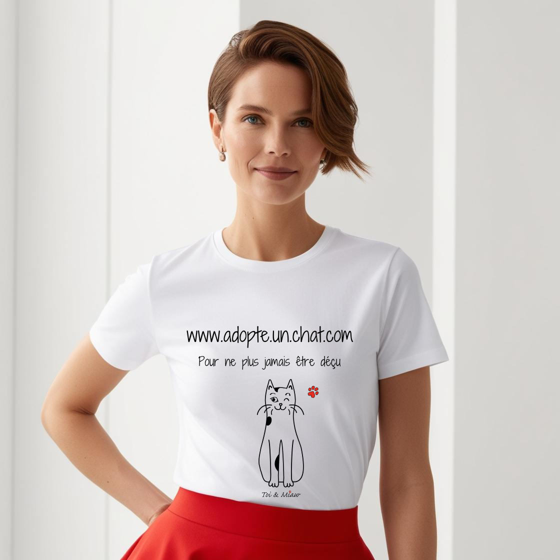 Tee-shirt Femme "www.adopte-un-chat.com" Toi & Miaw