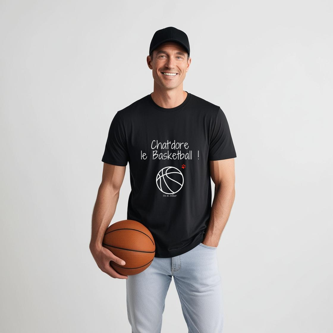 T-shirt Homme "Chat'dore le basketball" Toi & Miaw