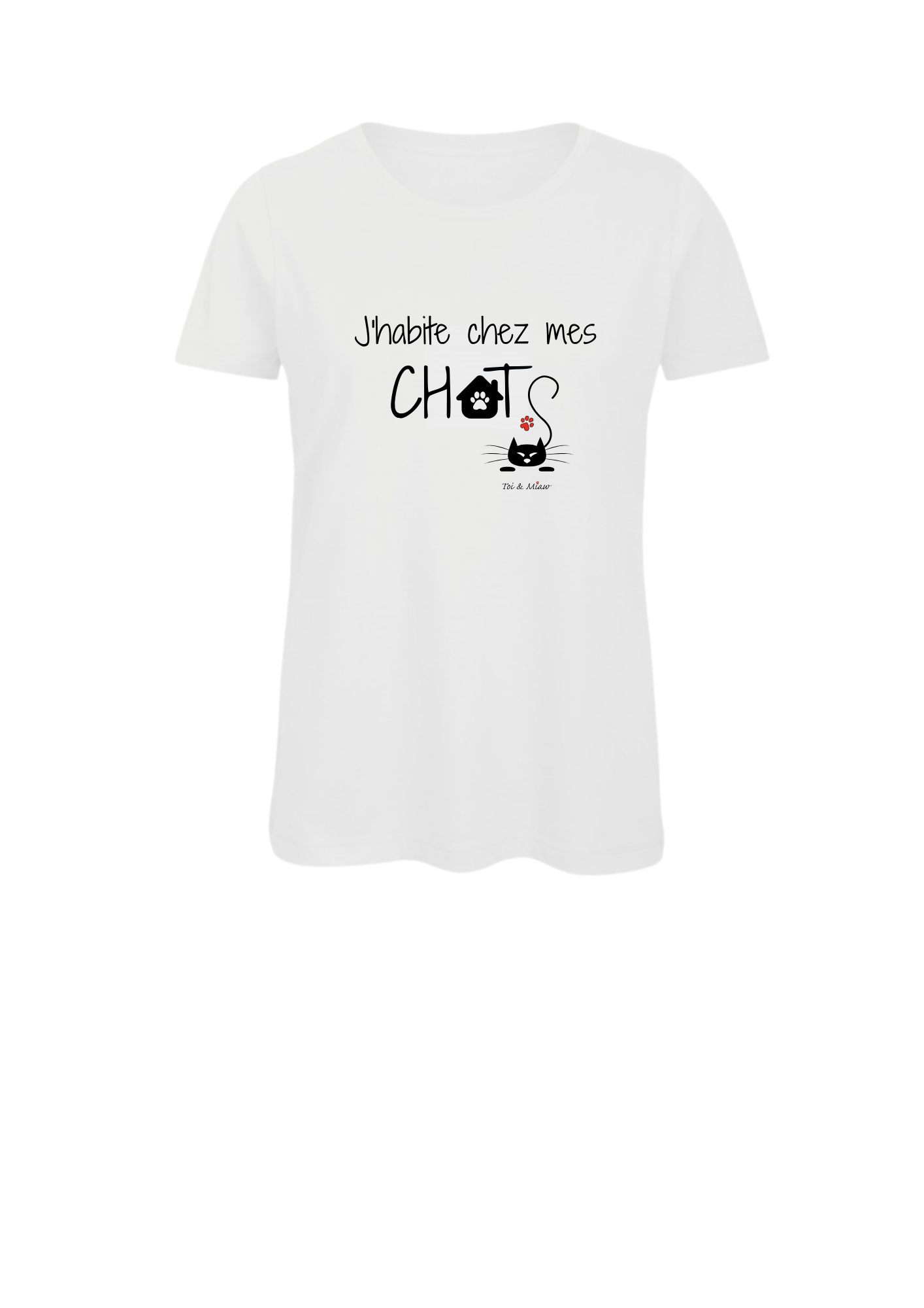 Tee-shirt Femme "J'habite chez mes chats" Toi & Miaw
