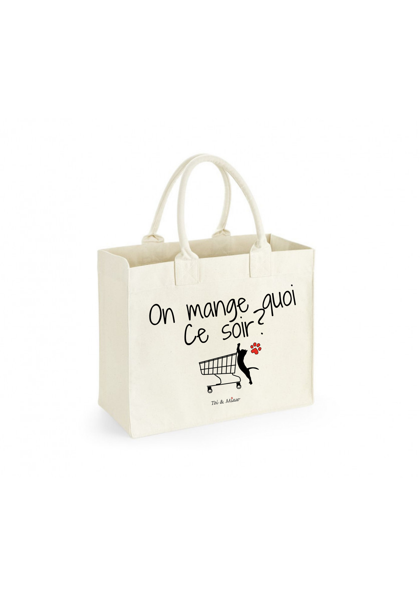 Sac shopping "On mange quoi ce soir ?" Toi & Miaw