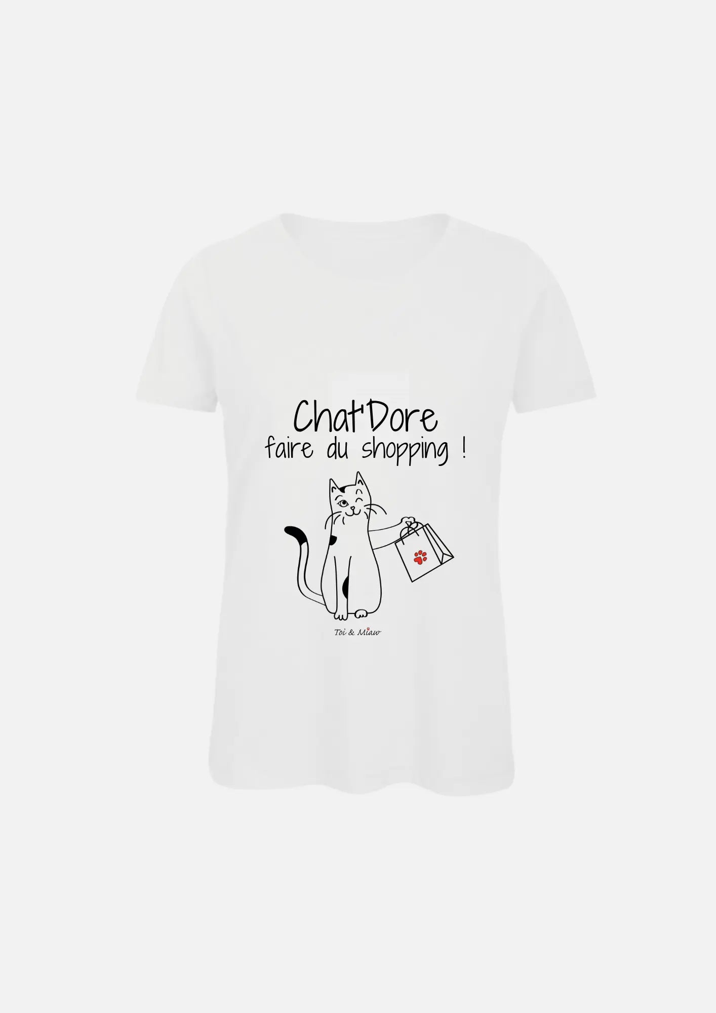Tee-shirt Femme "Chat'dore faire du shopping" Toi & Miaw