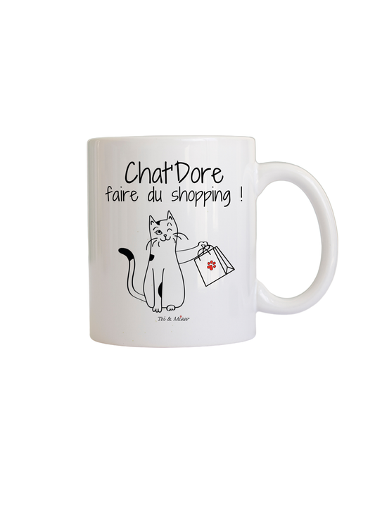 Mug "Chat'dore faire du shopping" Toi & Miaw