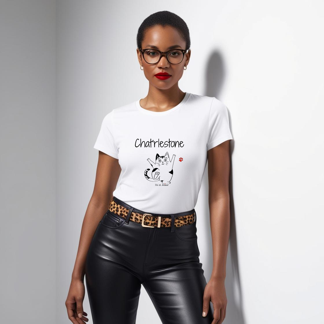 Tee-shirt Femme "Chat'rlestone" Toi & Miaw