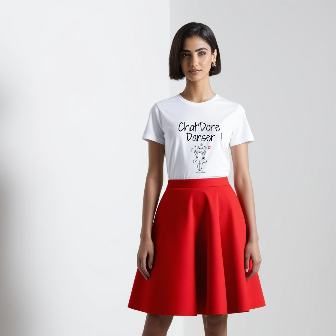 Tee-shirt Femme "Chat'dore danser" Toi & Miaw