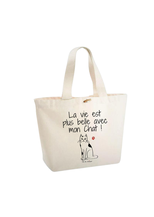 Sac Cabas "La vie est plus belle avec mon chat" Toi & Miaw